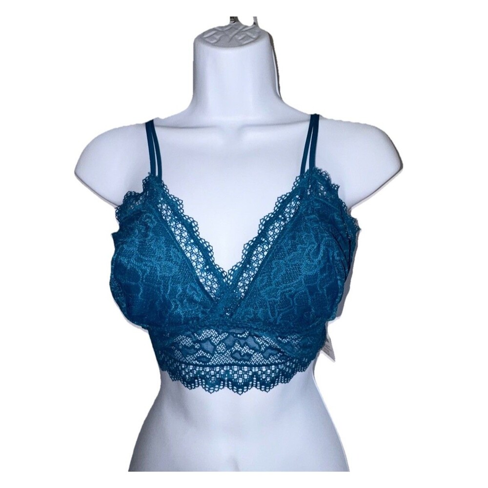 SOMA Embraceable Enchanting Lace Bralette Bra Timeless Blue Teal Size XL NEW